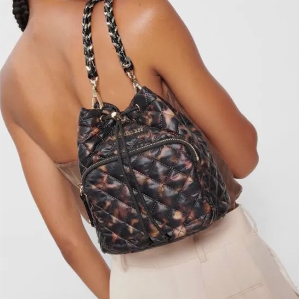 M Z Wallace Leopard Print Metro Crossbody with matching mini pouch.